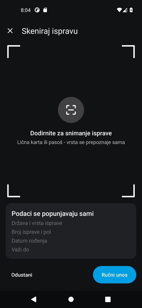 Prijava gostiju na Android telefonu: skeniranje isprave - podaci se popunjavaju sami